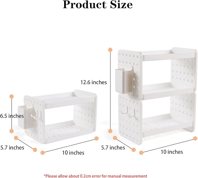 Expandable Desk Shelf with Adjustable Tiers & Side Hooks